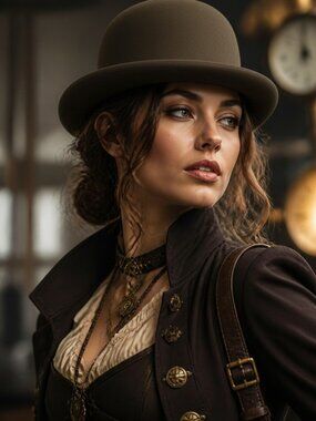 100% Pure Wool Olive Grn Bowler Hat Timeless Design, Steampunk, Modern, Bohemian